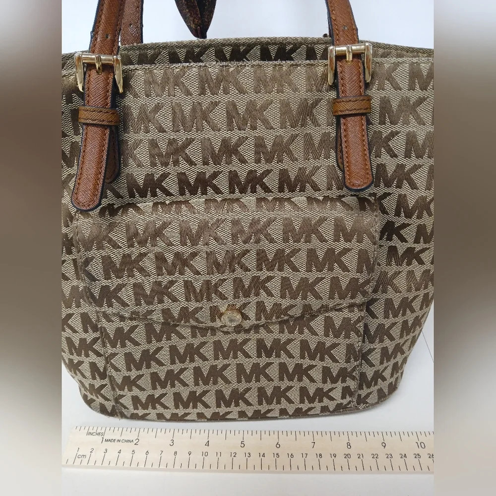 Michael Kors Brown Logo Canvas Tote Bag
